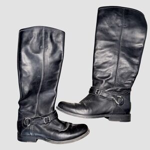 FRYE Women's Phillip 3476850 Harness Tall Black Leather Riding Boots Size 6.5